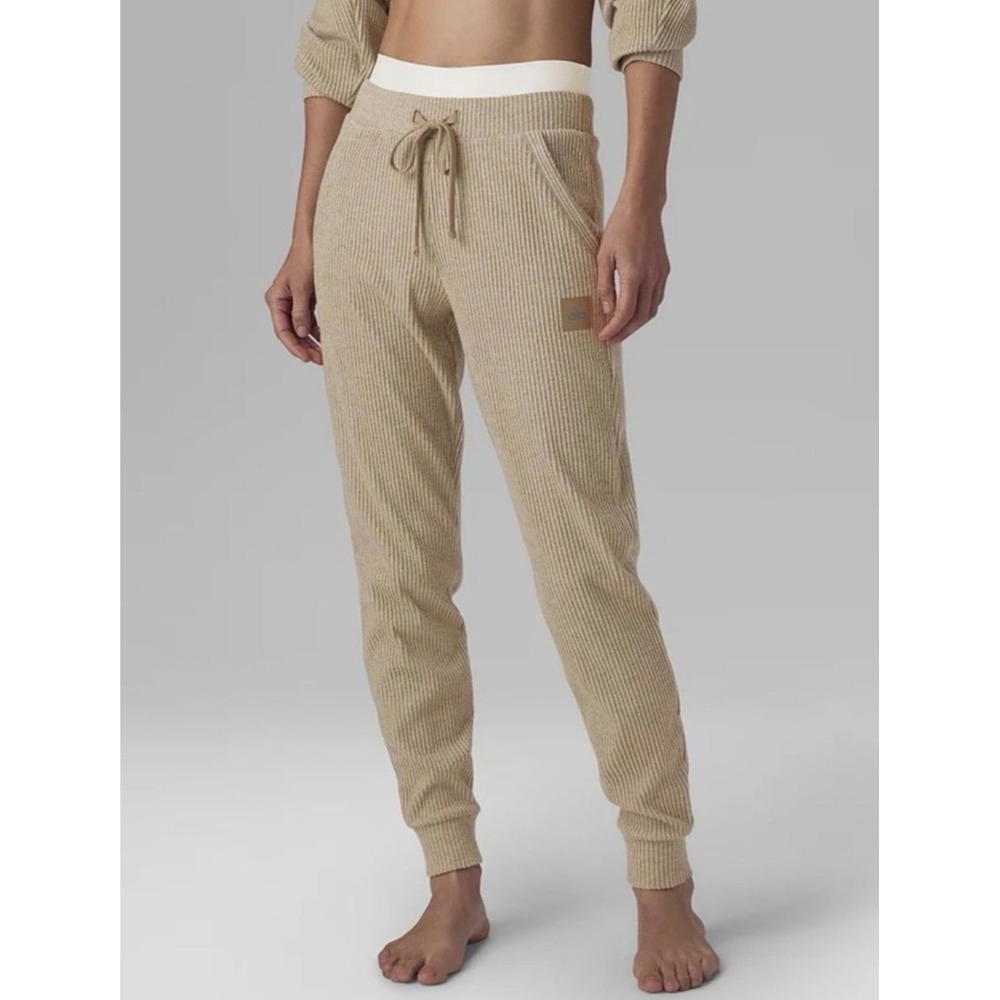 Alo Yoga Muse Ribbed Jogger Sweatpants Gravel Heather Sz S